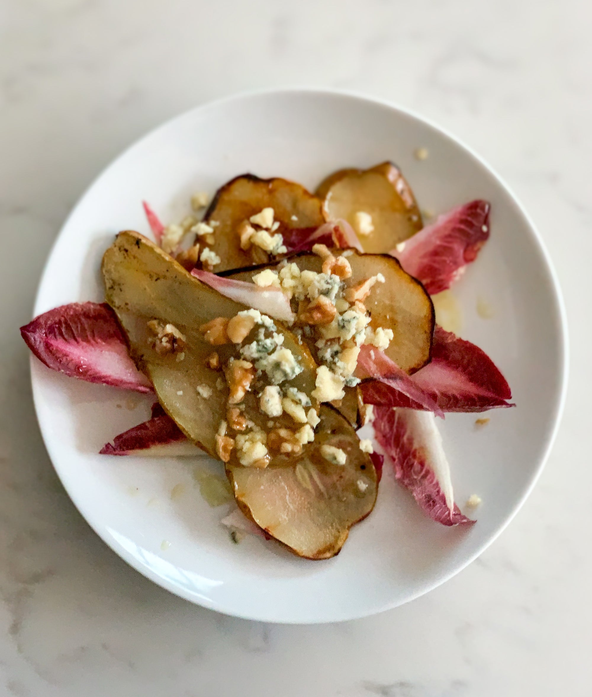 Griddled Pear and Blue Cheese Salad Recipe with Stichelton