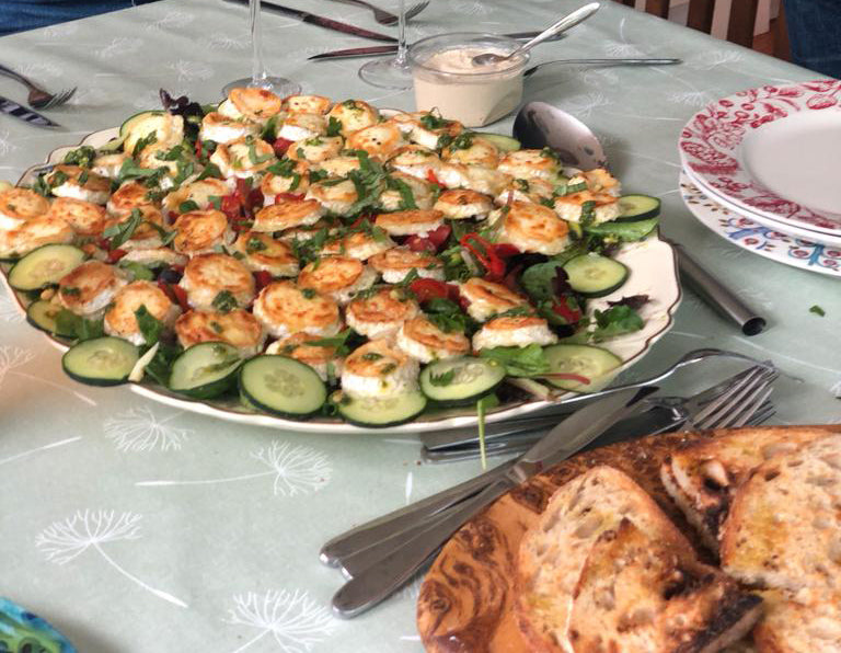 Grilled Ragstone and roasted pepper salad on sourdough bread